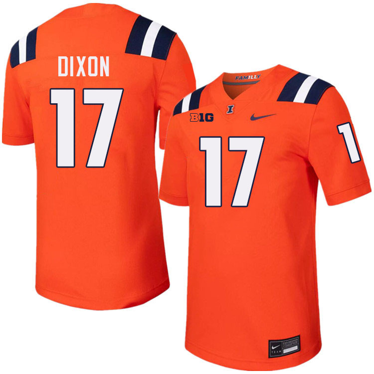 Men #17 Collin Dixon Illinois Fighting Illini College Football Jerseys Stitched-Orange